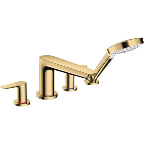 Hansgrohe Talis E - Grifo de bañera para borde de bañera, instalación de 4 orificios, aspecto de oro pulido 71748990
