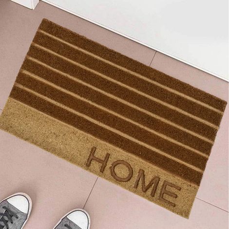 Tappeto Zerbino Rettangolare Home In Fibra Di Cocco 60 x 40 cm Beige e Marrone (1/4)