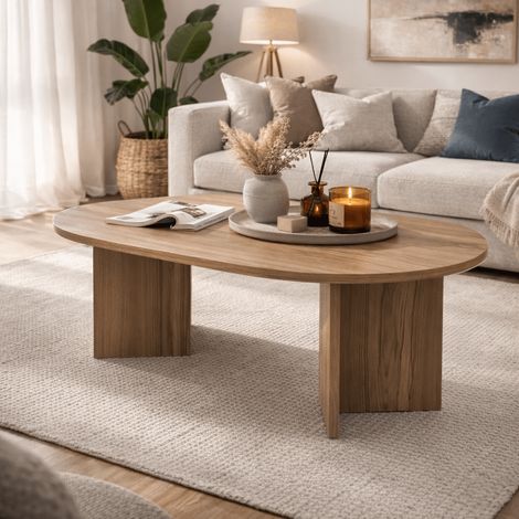 Couchtisch Eiche Melamin Bogenform Koda 119x60 cm