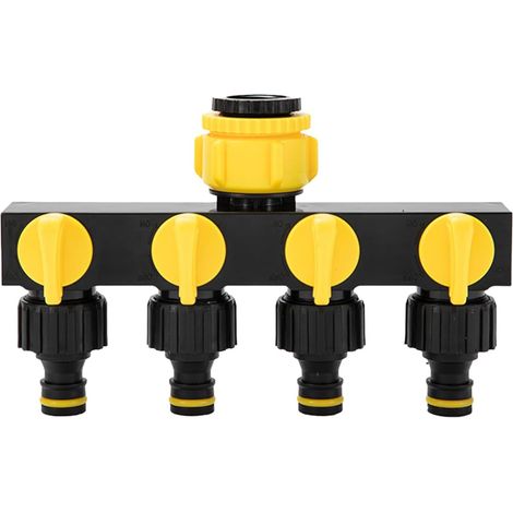 Distributeur à quatre voies, raccords de tuyau d'arrosage 3/4" et 1/2", adaptateurs de robinet - pour jardins
