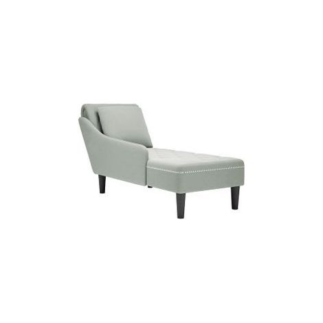 Fauteuil long et coussin et accoudoir droit gris clair velours (1/5)