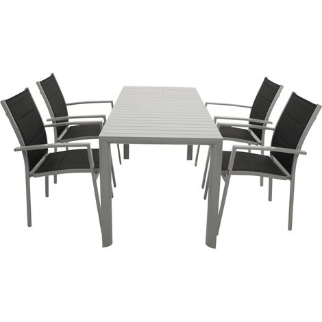 Garnitur BAGO 5-teilig, Alu + Kunstgewebe schwarz (1/5)