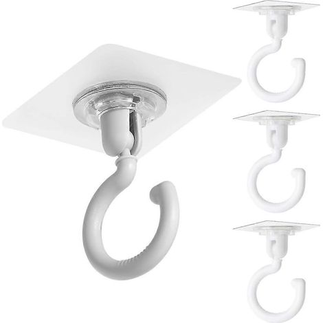 Crochets adhésifs extra-résistants pour plafond - Lot de 4 crochets transparents auto-adhésifs, sans perçage, étanches, pour salle de bain, cuisine, bureau, chambre. (1/5)