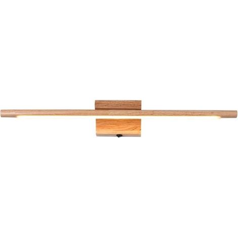 Lampe miroir salle bain bois avec interrupteur - LED moderne, applique murale IP44 étanche