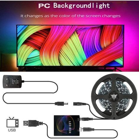 Rétroéclairage TV LED, Eclairage TV Strip, écran TV et moniteur PC, Rétroéclairage TV, 3M, 30 lampes par mètre (1/5)