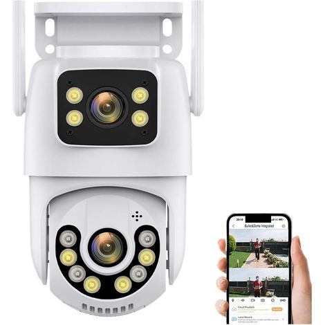 Caméra de sécurité à Domicile Caméra 8MP 4K PTZ Double Objectif Suivi AI Protection de sécurité caméras de Surveillance caméra de vidéosurveillance sans Fil caméra 360 °(4MP Cam Add 64GB) (1/5)