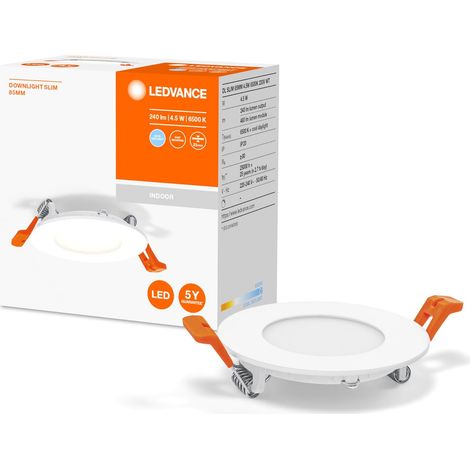 LED SPOT INTEGRATED SLIM Ø8,5cm, spot encastré pour l'intérieur, 4.5W, température de couleur 6500K, 240 lumen, 240V, design plat et moderne, dispositif de fixation, blanc (1/5)