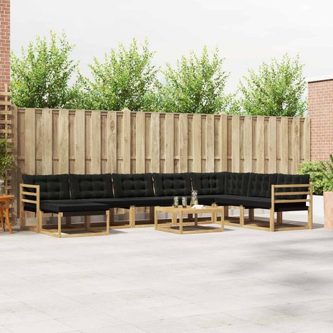 vidaXL Outdoor-Sofagarnitur 9 pcs Weiß und Schwarz Massivholz Akazie (1/5)