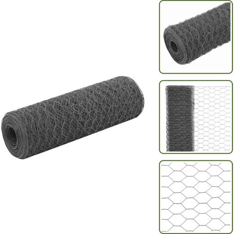 vidaXL Grillage Acier avec revêtement en PVC 25x0,5 m Gris (1/5)