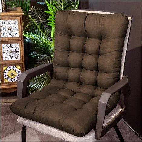 Coussin de Chaise avec Dossier – Coussin de Siège en Mousse Haute Densité, Antidérapant avec Attaches, Confort pour Bureau, Sol et Maison-45×85cm Café (1/2)