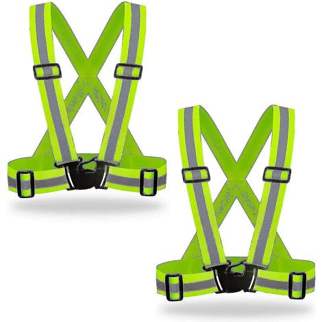 Lot de 2 gilets de sécurité haute visibilité, vert fluorescent (1/5)