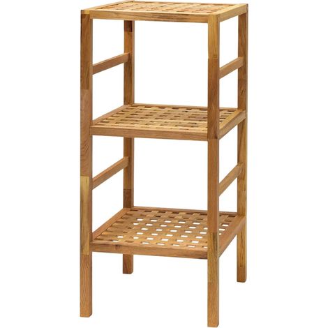 Estantería de baño organizador de madera de nogal 3 niveles estantes decoración estilo escandinavo cocina pasillo sauna marrón 130001106 (1/3)
