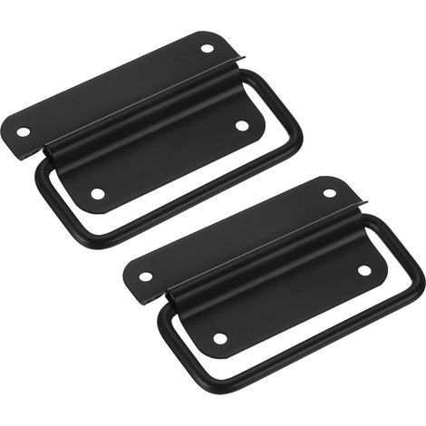 Poignées de Coffre, Lot de 2 - Poignées Pliantes en Acier Inoxydable, Poignées de Tirage pour Boîte en Bois, Boîte à Outils, Équipement Industriel, Planche à Découper (Noir) (1/5)