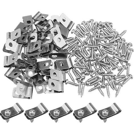 100 clips de fixation pour clôture en fil de fer, clips pour cages à bétail, pinces de fixation en aluminium avec vis-1.9x1cm (1/2)