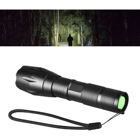 Lampe torche 395 nm + 1 batterie 18650 + chargeur, lampe torche haute puissance pour le camping et les activités de plein air, lampe torche télescopique à zoom en alliage d'aluminium avec éclairage T6 (1/5)