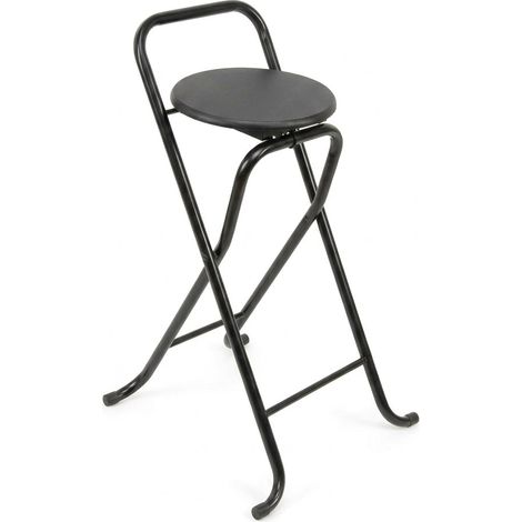 Sgabello Design Moderno in Metallo e PVC Nero per Cucina Bar 44x46x80 cm (1/5)