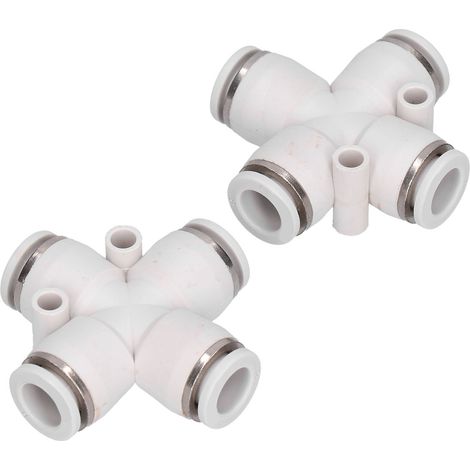Lot de 20 raccords rapides pneumatiques en croix à 4 voies pour tuyau d'air, nickelés, PZA8 (1/5)