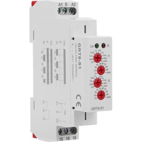 Relais Temporisé 220V GRT8-S1 - Relais Multifuntion AC230V avec Temps Cyclique Asymétrique, Pour Contrôle Éclairage et Industriel (1/5)