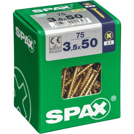 Set di 75 viti in acciaio a testa svasata pozidriv SPAX, Diam.3,5 mm x L.50 mm SPAX