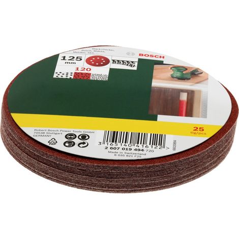 Bosch Accessories 2607019494 Exzenterschleifpapier mit Klett, gelocht Körnung (num) 120 (Ø) 125 mm