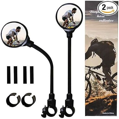 Rétroviseur de vélo, rétroviseur de vélo guidon rétroviseur convexe réglable rotatif anti-rayures et antichoc, universel adapté aux VTT et motos (2 pièces)