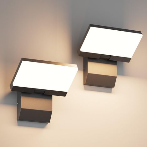 Set of 2 Modern 18W LED Wall Lights – IP65, Rectangular Aluminum Wall Lights, Warm White 3000K – Ideal for Living Rooms, Balconies and Entrances (Black) (1/5)