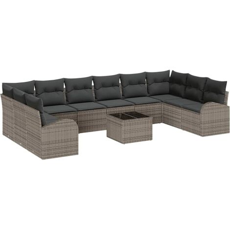 Maison Exclusive - Gartensofa-set mit Kissen 11 pcs Hellgrau Poly
