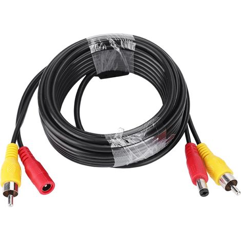 Câble d'alimentation audio vidéo AV 5m pour caméra de surveillance analogique RCA + DC voiture (1/5)