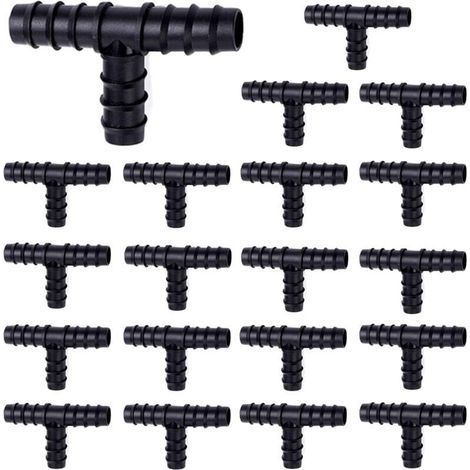 20pcs Connecteurs de Tuyaux pour 16 mm Système d'Irrigation Tee. Tés Raccord d'Irrigation 16mm pour Tubes. Assortiments de Connecteurs de Tuyau Outil D'interface de Tuyau D'irrigation de Jardinage (1/4)