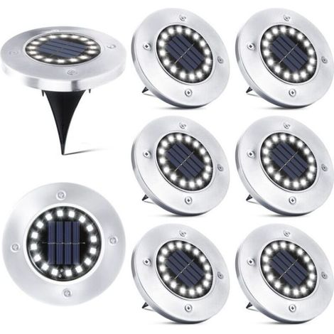 16 LED Lampe Solaire Extérieur-8 Pièces Spot Solaire Jardin Etanche Lampadaire pour Passerelle Chemin Terrasse Cour Souterraine Encastrer Pelouse (1/4)