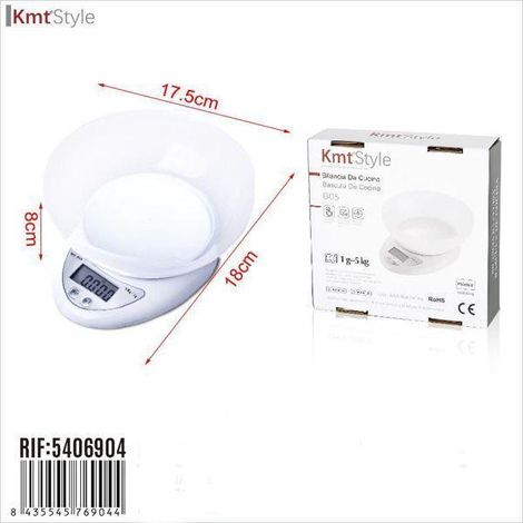 balanza bascula de cocina con bol o cuenco 1 gr - 5 kgs precisa con certificación rohs kmtstyle