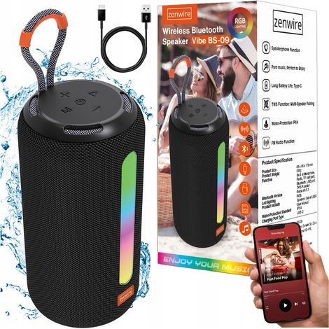 Enceinte Bluetooth portable sans fil avec radio FM, boombox et lecteur MP3 26W