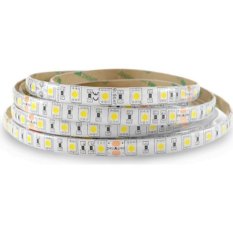 Ruban LED 14,4W/m blanc froid 6000K – Rouleau 5M – 60 LED SMD5050 – Dimmable – IP65 pour extérieur – Miidex Lighting (1/8)