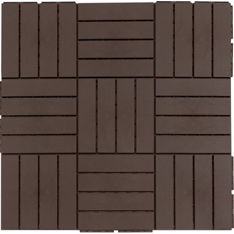 CHICFURN Losetas encajables terraza/balcón 30 x 30 cm marrón, PP reciclado, 9 piezas (1/5)