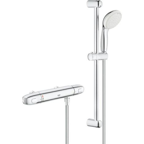 Grohe – Mitigeur thermostatique de douche Grohtherm 1000 – Finition chrome – Entraxe 120mm – Technologies TurboStat et CoolTouch (1/2)