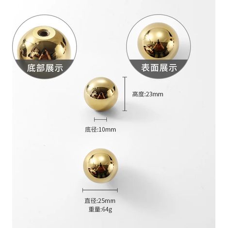 (Or brillant - B - 1 pièce) Boutons et poignées en laiton massif de style nordique pour tiroirs et commodes - Poignées de meubles en bronze - Poignées créatives et luxueuses pour armoires de cuisine (1/5)
