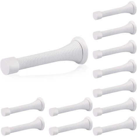 12x Spring Door Stops (White) 85mm Stainless Steel Door Stop with Rubber Tips (1/5)