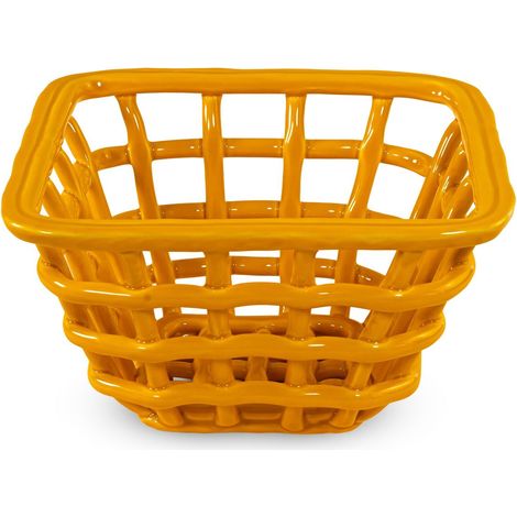 WD LifeStyle Cestino Centrotavola in Stoneware Giallo