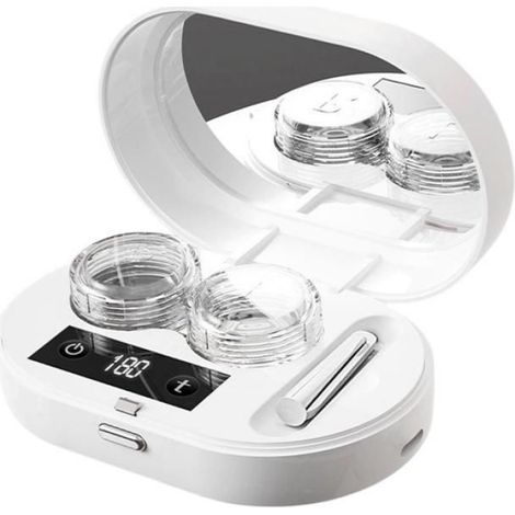 Nettoyeur Lentilles De Contact - Ultrasonique 3 Modes - Portable Rechargeable USB - Miroir HD Intégré - Pour Lentilles Souples Rigidés Silicone Hydrogel - 1 Pièce (1/5)