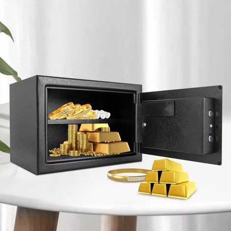 Cassaforte ignifuga realizzata in acciaio Q235Serratura digitale con chiaveMontaggio a parete o autoportante7 kg35x25x25 cm per oggetti di valore