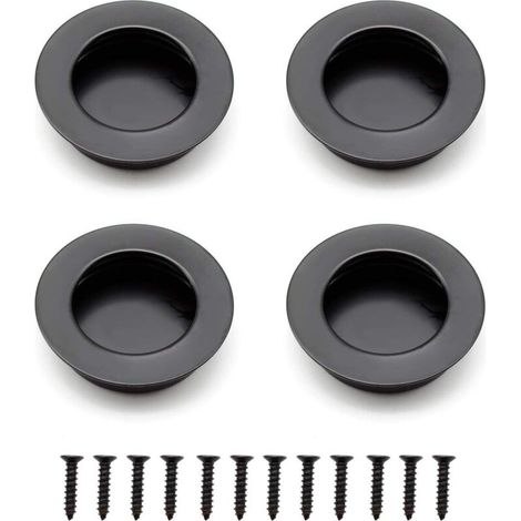 Ersandy – Poignée de porte coulissante encastrée noire en acier inoxydable – 40 mm – Haute résistance à la rouille – Installation facile pour meubles