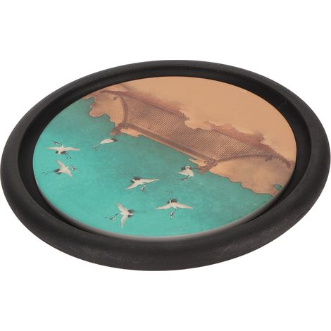 Plateau à thé sec et infusé, style chinois, en alliage de bambou et noyer, plateau à thé créatif absorbant l'eau pour la préparation du thé, rond (1/5)