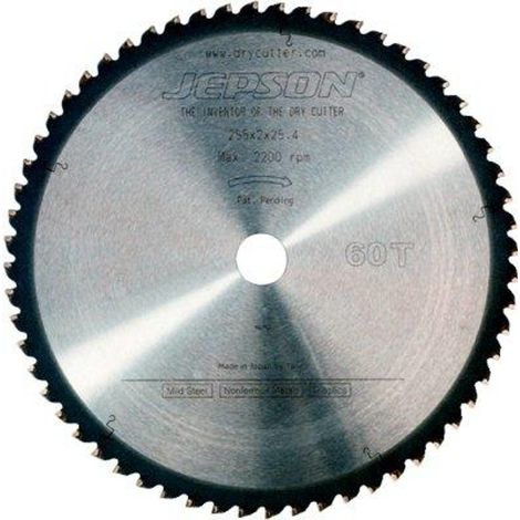 Drytech Hartmetall-Sägeblatt Ø 255x2x25,4 mm 60D für normalen Stahl - JEPSON 600598 (1/2)