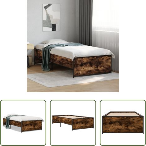 Lit chêne - Cadre de lit sans matelas chêne fumé 90x190 cm (1/5)