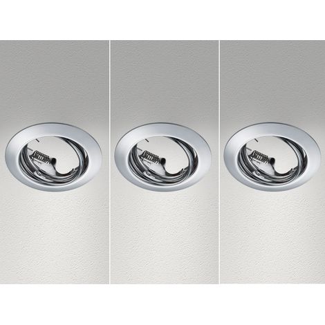Runde Einbaustrahler Decke JURA 3er Set Ø 8,3cm schwenkbar Silber Chrom GU10 (1/5)