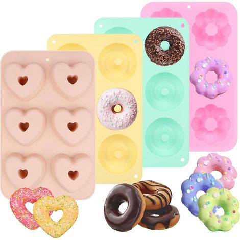 Moule à donuts en silicone, 4 pièces anti-adhésives pour pâtisserie DIY. (1/5)