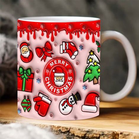 Tasse De Noël - Tasse En Céramique Avec Motif Bonhomme De Neige Ou Père Noël - 350 Ml - Usage Intérieur Et Cadeau (1/5)