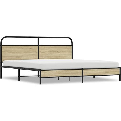 Maison Exclusive - Metallbett ohne Matratze Sonoma-Eiche 200x200