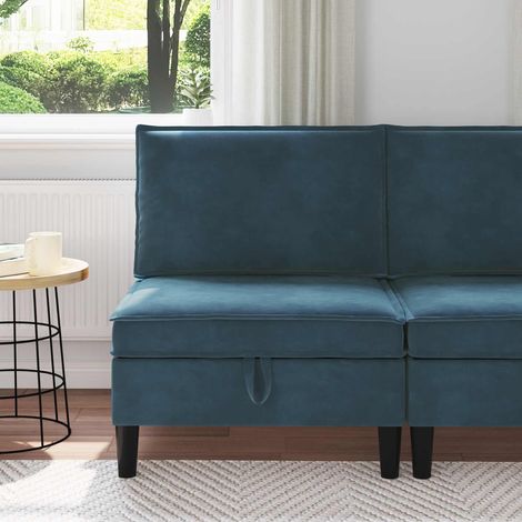vidaXL Canapé moyen avec rangement Bleu Velours (1/5)