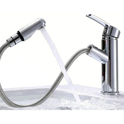 Robinet Lavabo Salle de Bain Avec Douchette Extractible 2 Jets d’Eau Mitigeur Evier Cuisine en Laiton Durable Robinetterie (1/5)